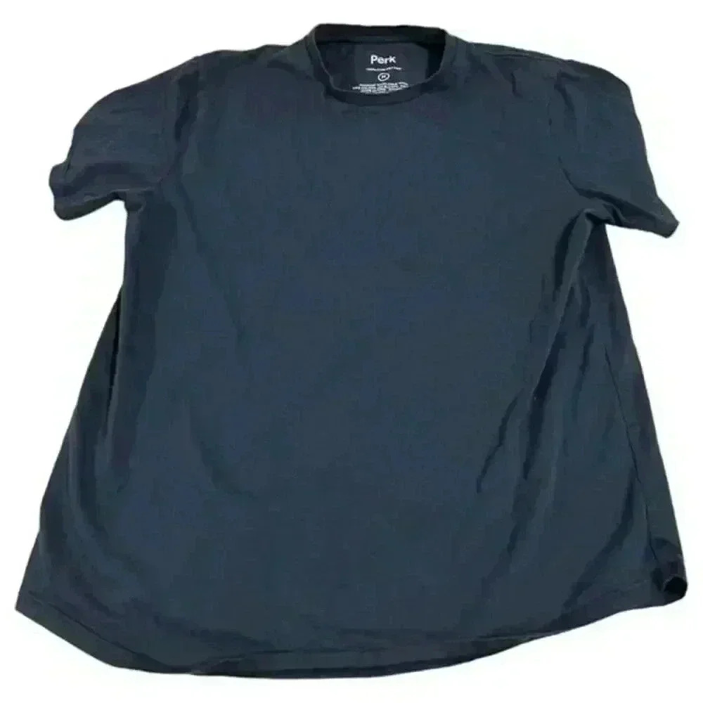 Perk Mens Adults Black T-Shirt Size M Short Sleeve Crew Neck